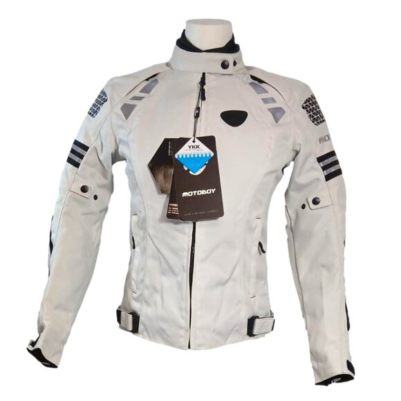 White MOTOGIRL JACKET by MOTOBOY Women's Sz 4 SMALL Blk Zip Motorcycle Messenger - Picture 1 of 11